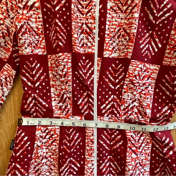 Chic African Burgundy Patterned Long Sleeve Sheath Dress Size 10 - Picture 8 of 11